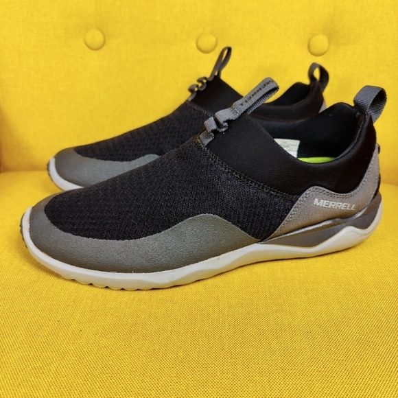 Merrell Men's Mesh Moc Sneaker Slip On Black Gray Outdoor Shoe Size 9.5 - Picture 1 of 8